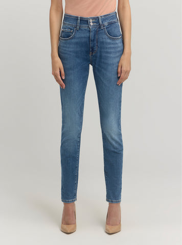 Blue Denim Shape Up High-Rise Jeans in Mid Wash