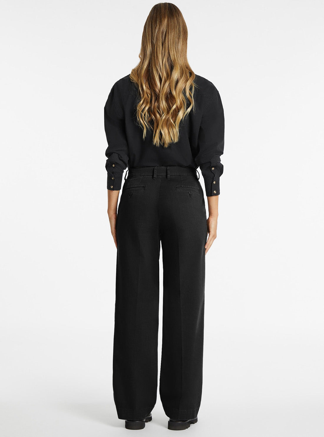 Guess Jeans Black Wide Leg Trousser W4BB44WGCV2 Back View