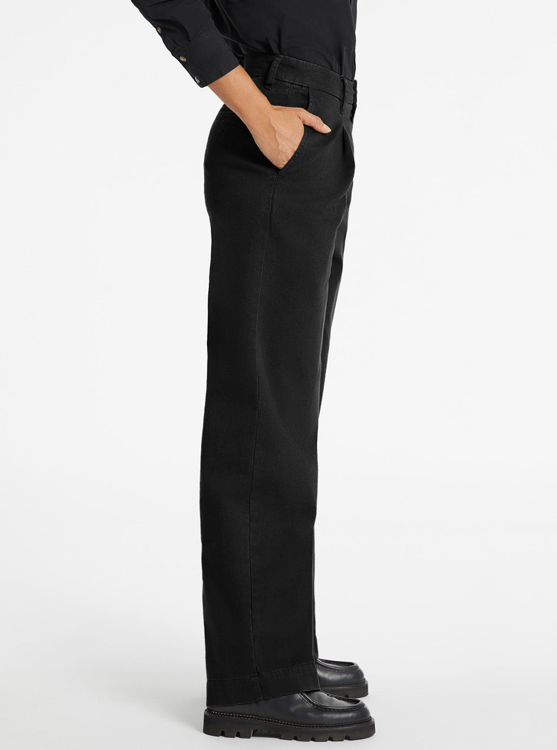 Guess Jeans Black Wide Leg Trousser W4BB44WGCV2 Side View