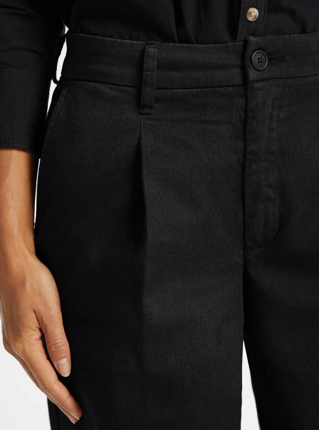 Guess Jeans Black Wide Leg Trousser W4BB44WGCV2 Detail View