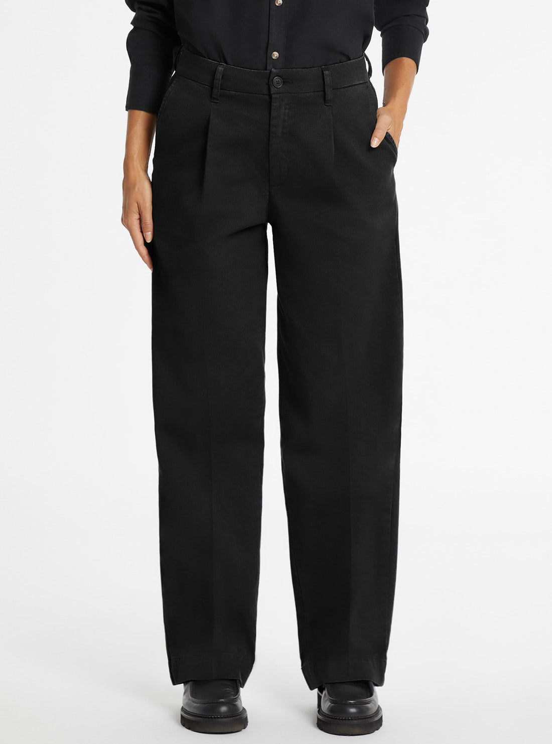 Guess Jeans Black Wide Leg Trousser W4BB44WGCV2 Front View