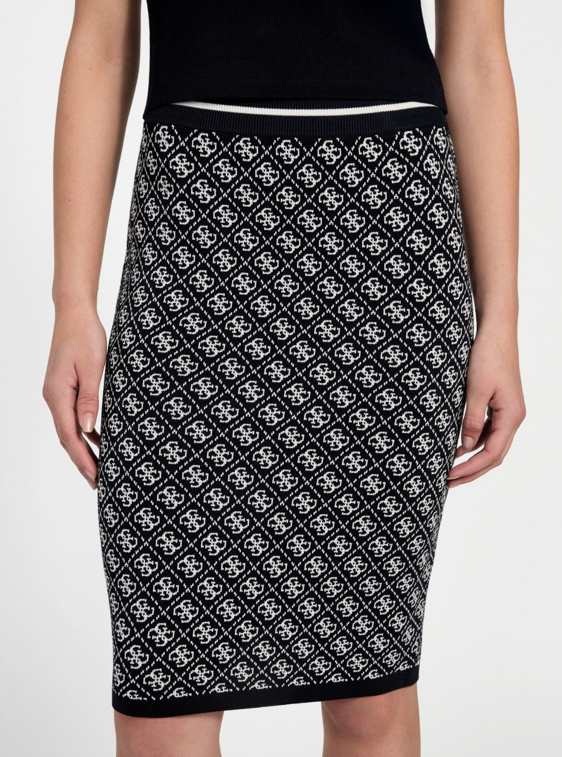 GUESS Womens Blue Lise 4G Midi Sweater Skirt W4BD53Z37K0 Front View_2