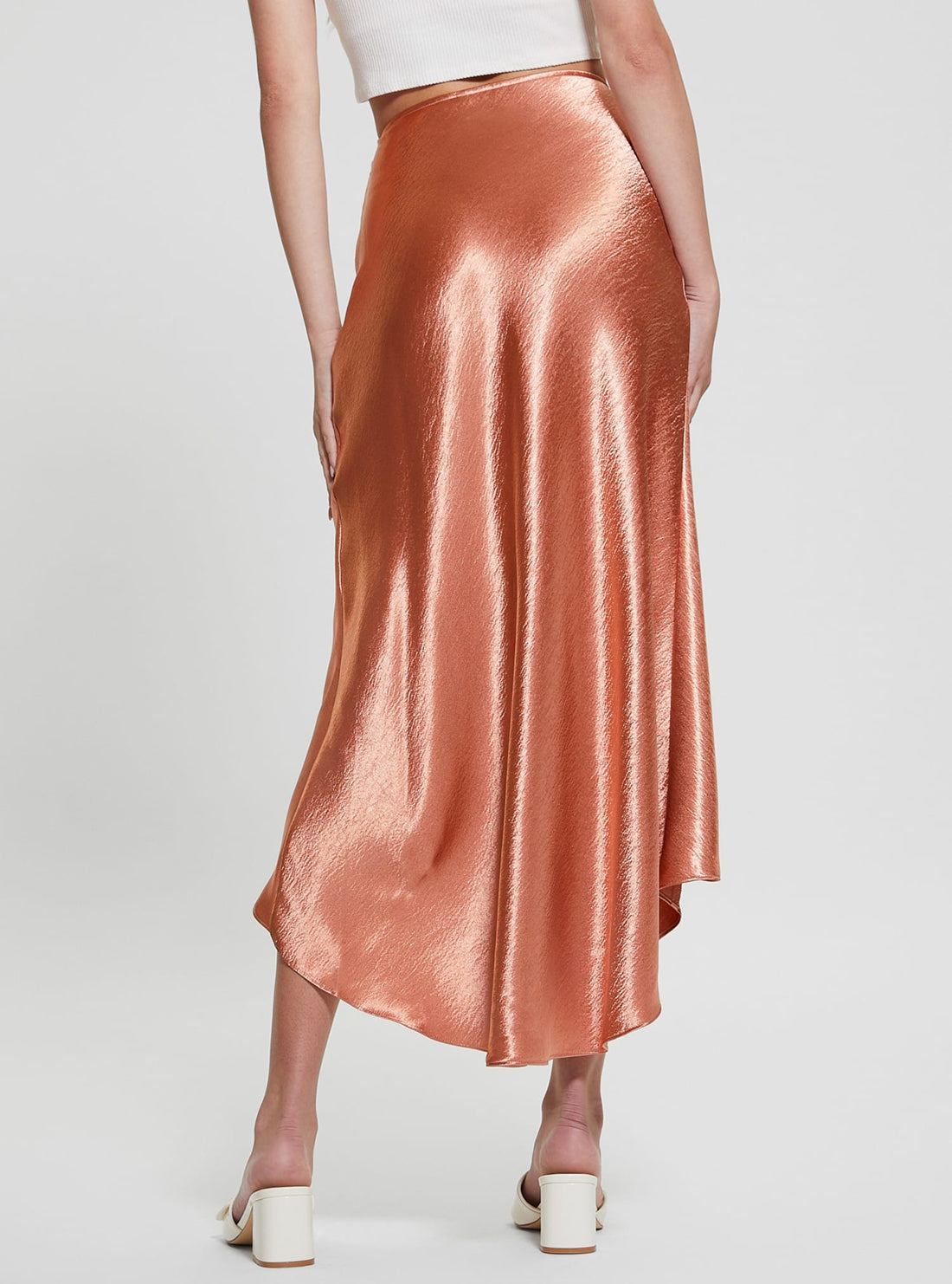 Pink Lilya Satin Midi Skirt