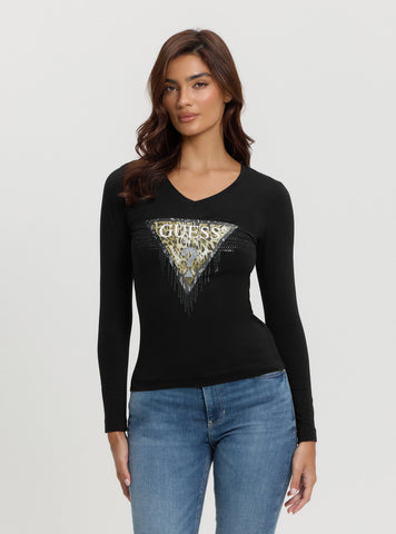 Eco Black Triangle Tiger Print T-Shirt