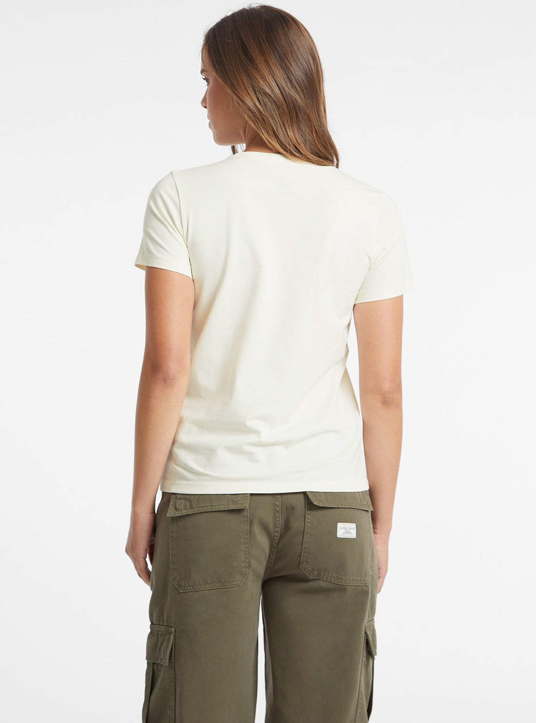 Guess Jeans Beige Bicolour Logo T-Shirt