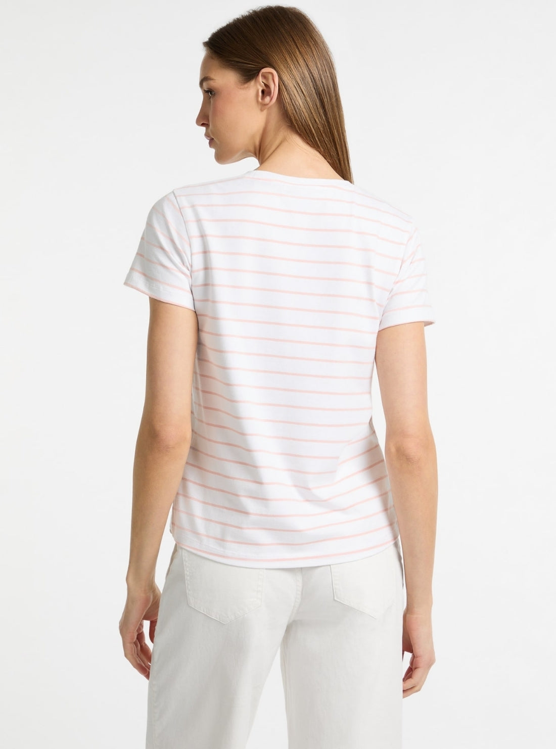 Guess Jeans White Pink Striped T-Shirt W4BI53KCIE1 Back View
