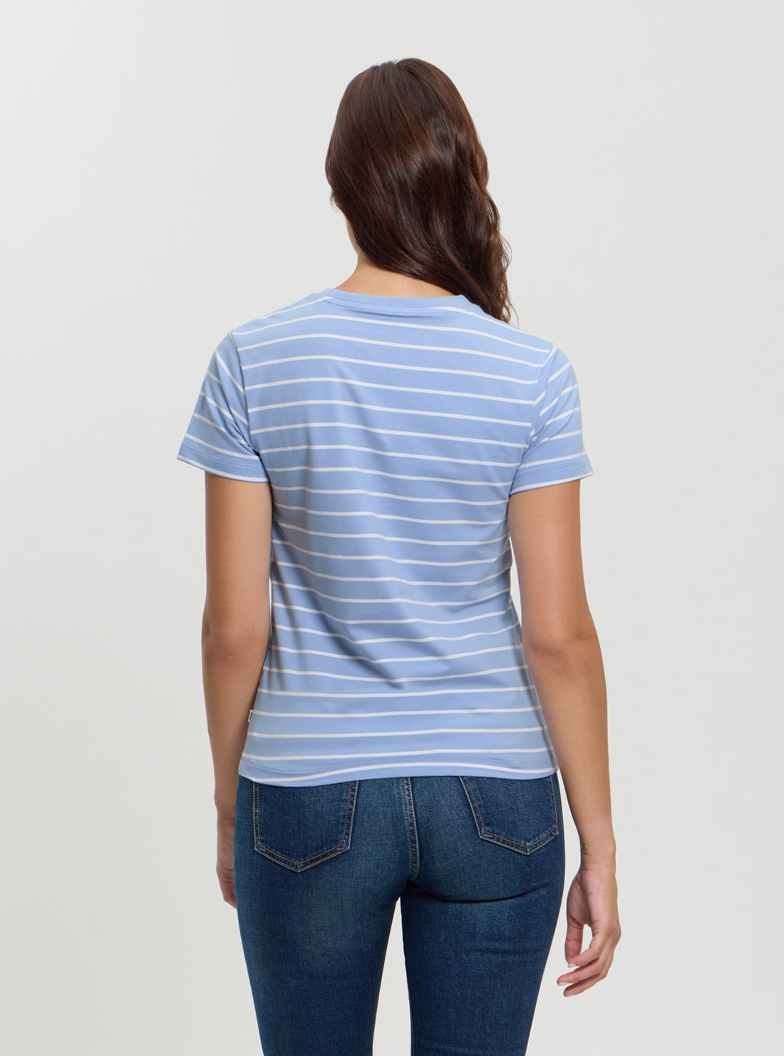 Guess Jeans Blue Striped Script T-Shirt