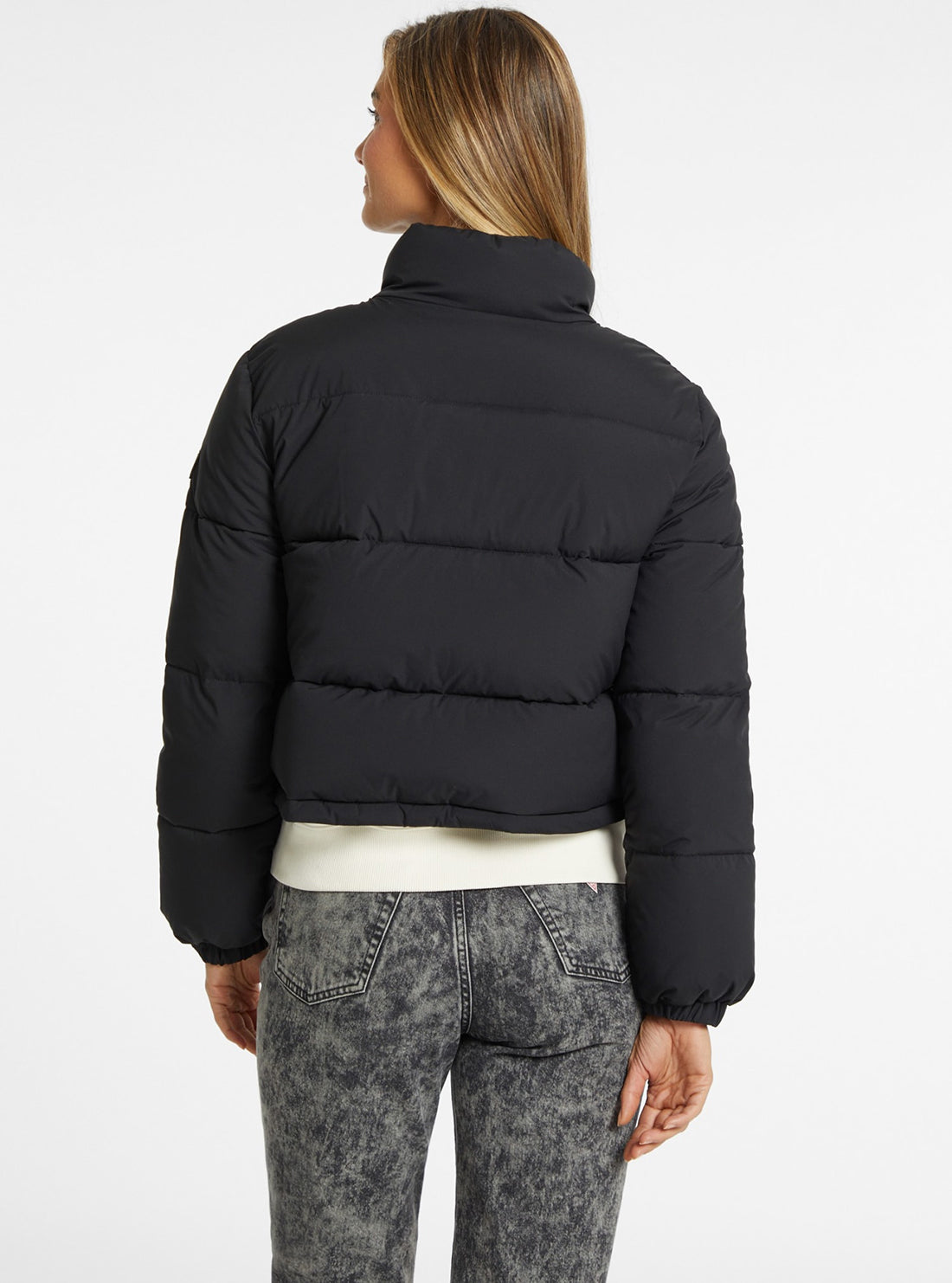 GUESS Womens Guess Jeans Black Puffer Jacket W4BL20WGII2 Back View