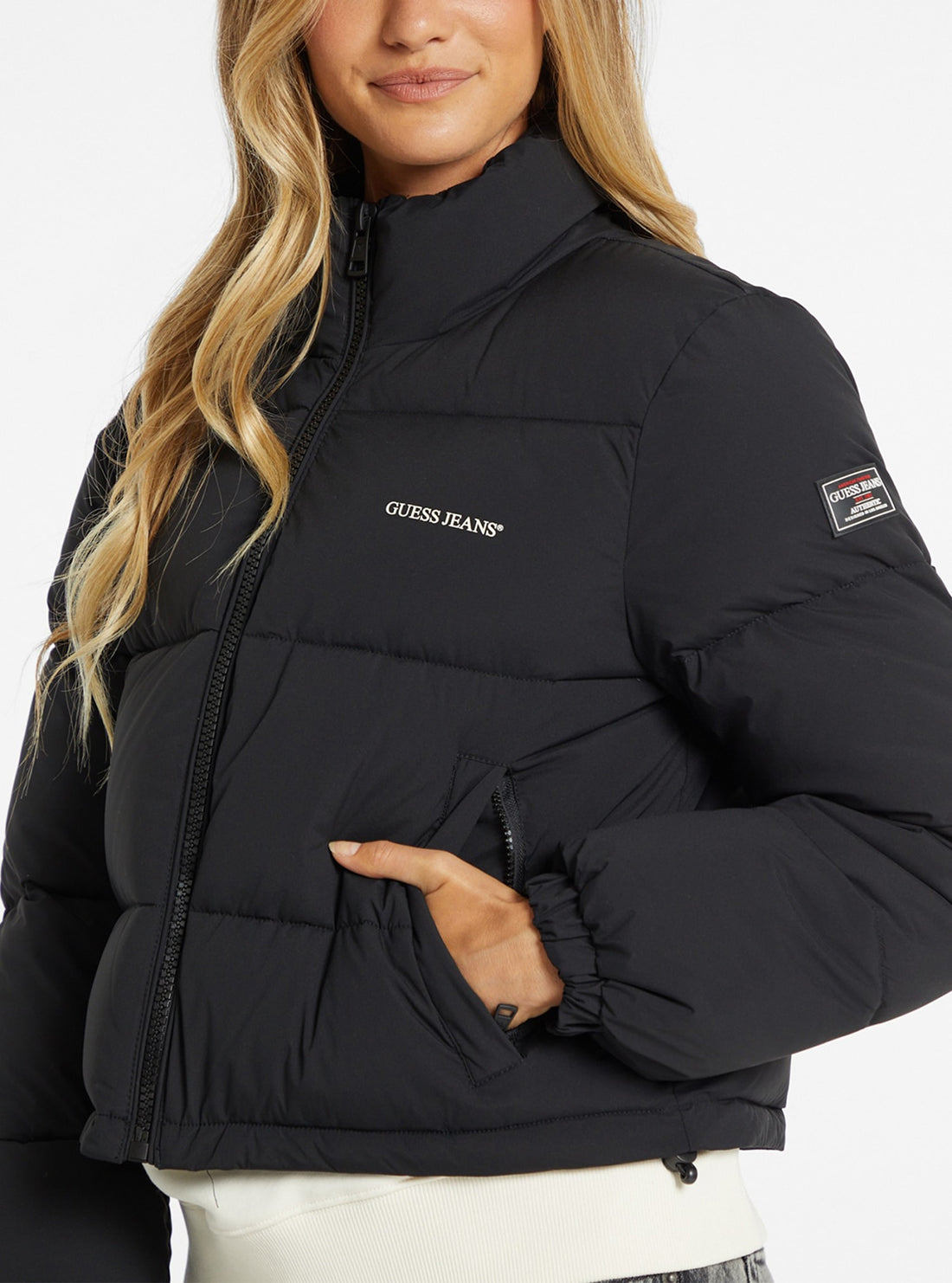 GUESS Womens Guess Jeans Black Puffer Jacket W4BL20WGII2 Detail View