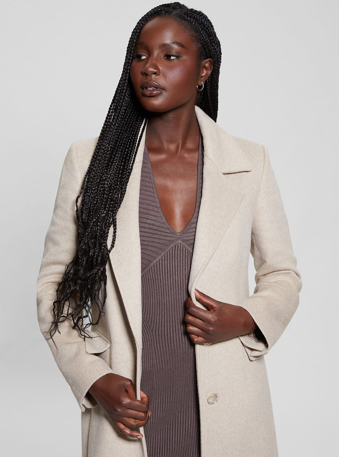 Beige Nancy Coat close up