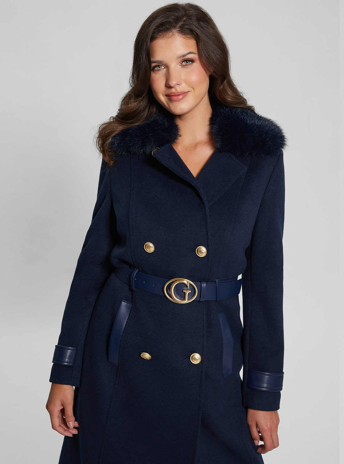 Navy Amelia Belted Coat