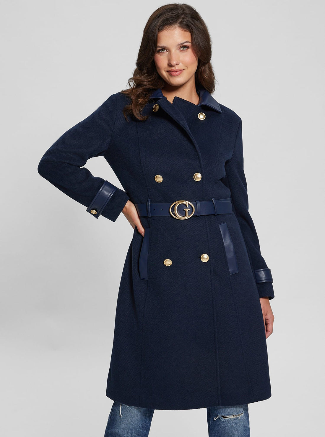 Navy Amelia Belted Coat