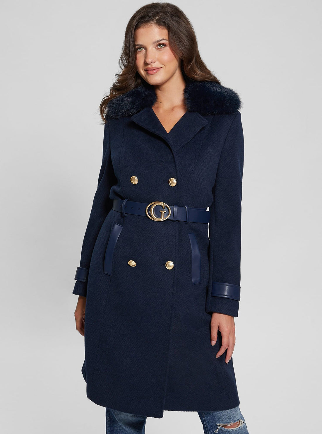 Navy Amelia Belted Coat