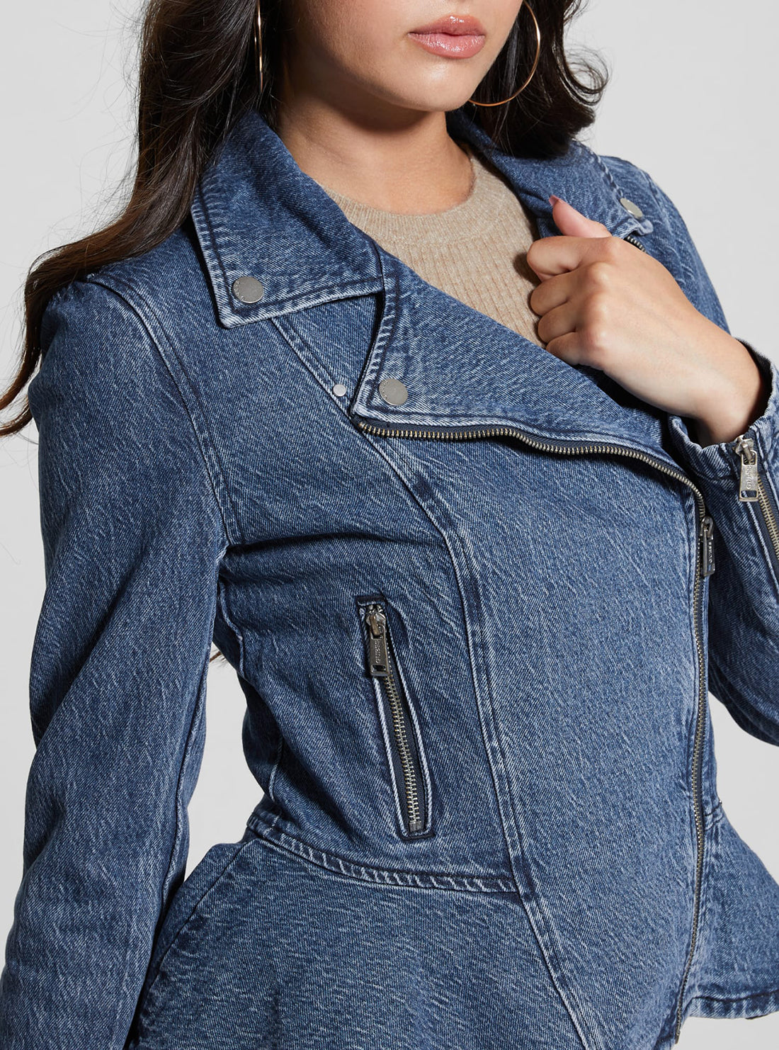 Blue Denim Peplum Jacket