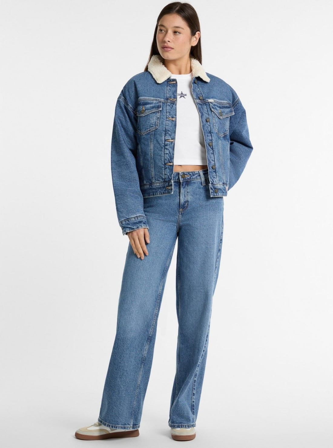 Guess Jeans Blue Oversized Teddy Jacket W4BN64D5CC3 Full View