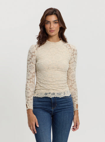Beige Josephine Lace Top