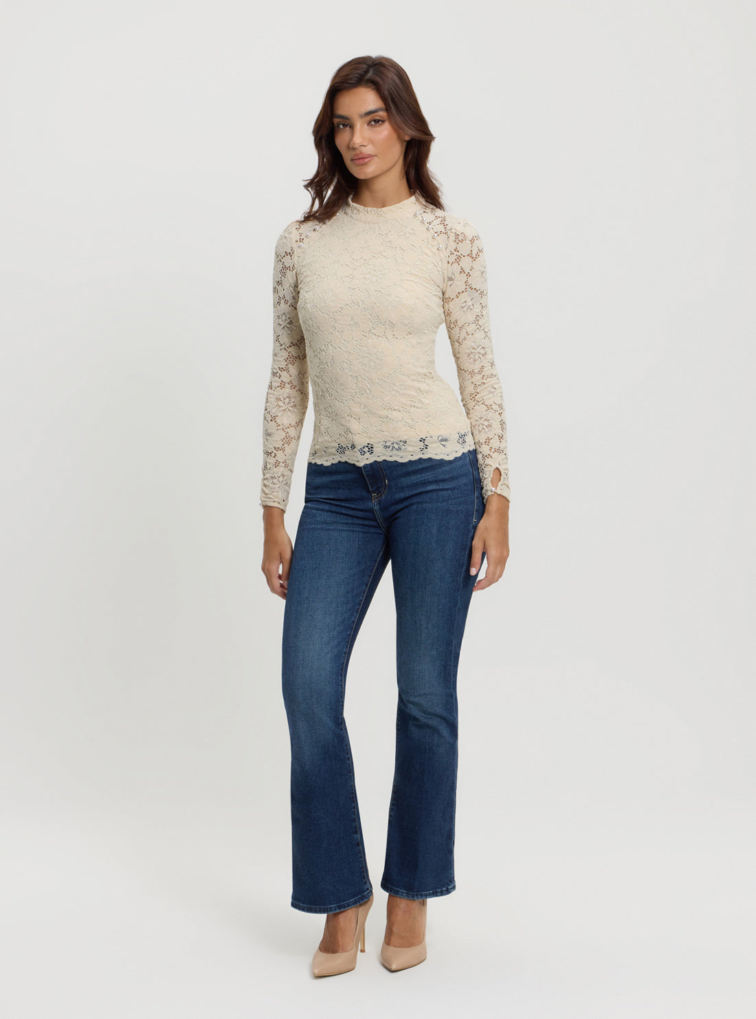 Beige Josephine Lace Top