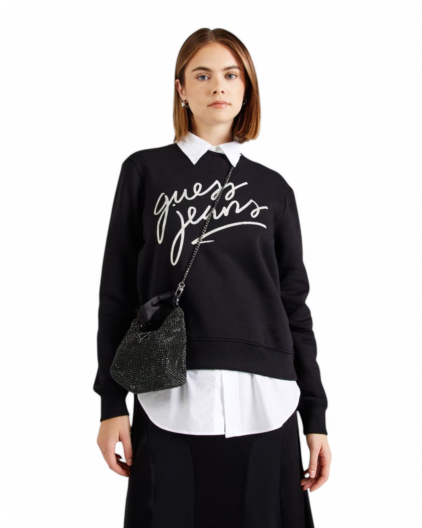 Guess Jeans Crew Neck Regular Italic Logo Sweat