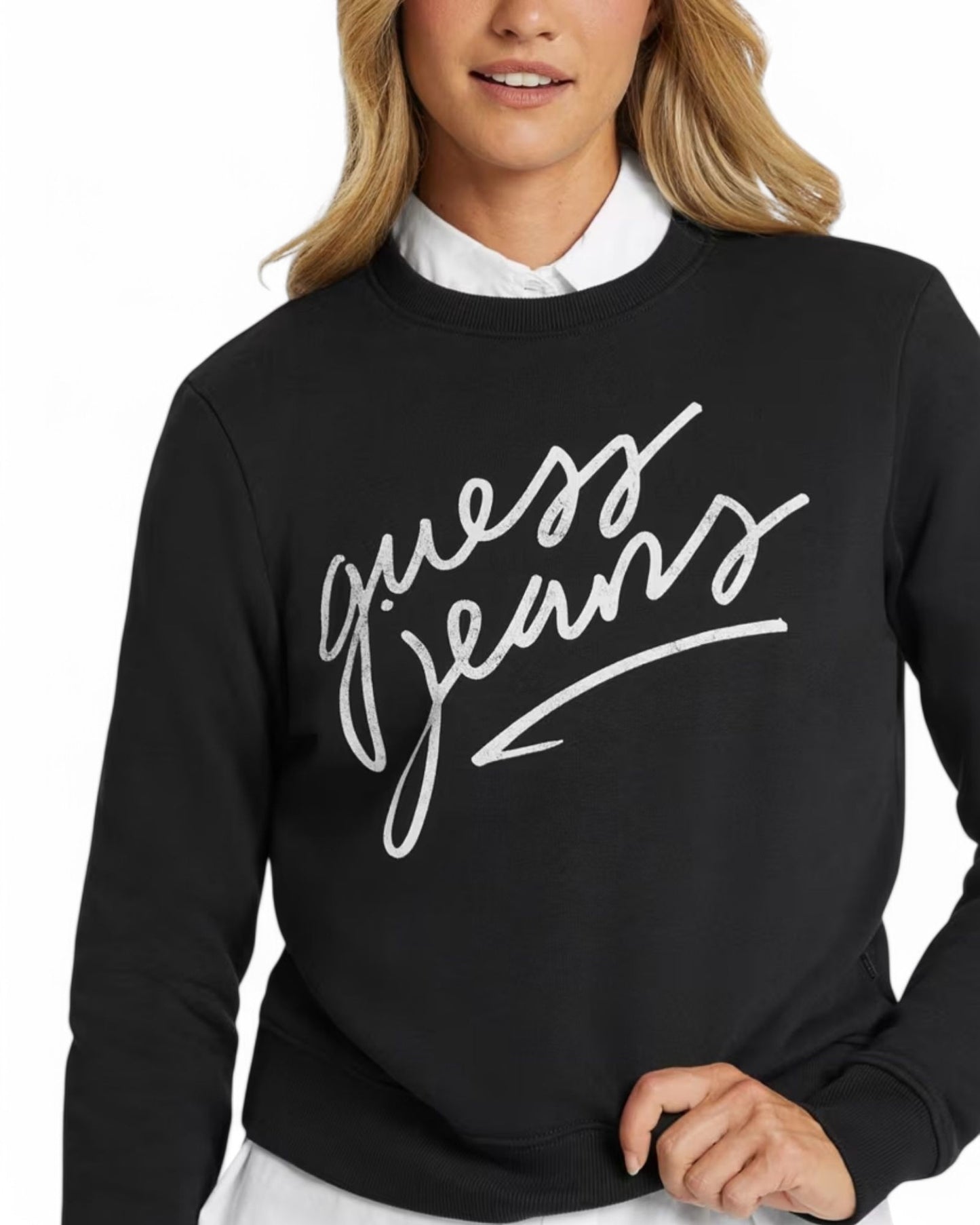Guess Jeans Crew Neck Regular Italic Logo Sweat