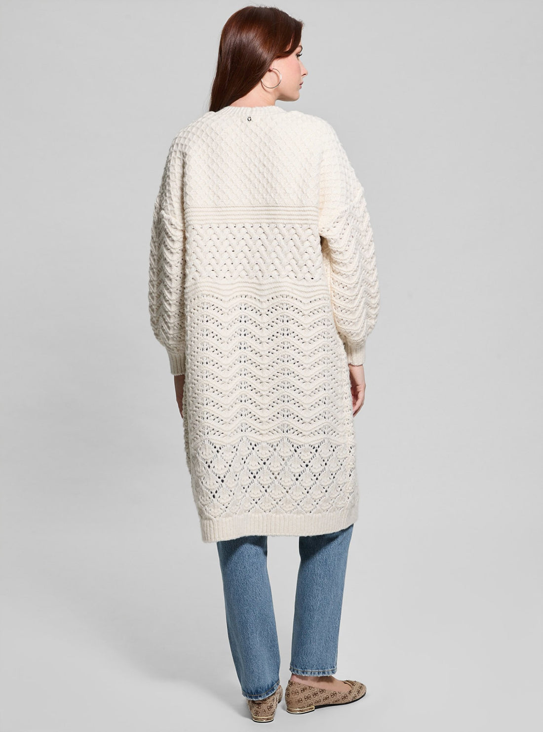 White Valeria Midi Knit Cardigan
