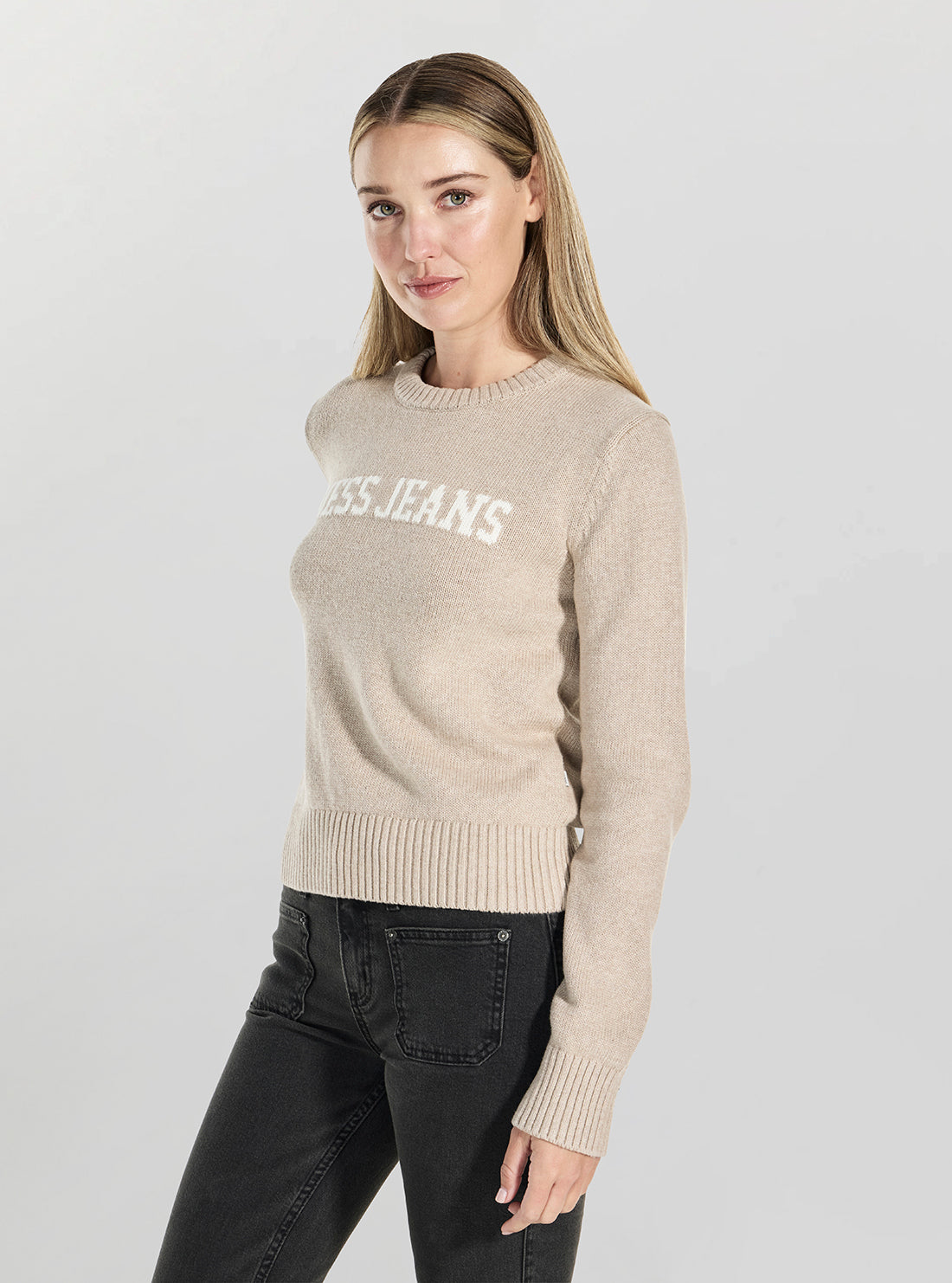 Guess Jeans Brown Intarsia Sweater W4BR10Z3HM1 Side View