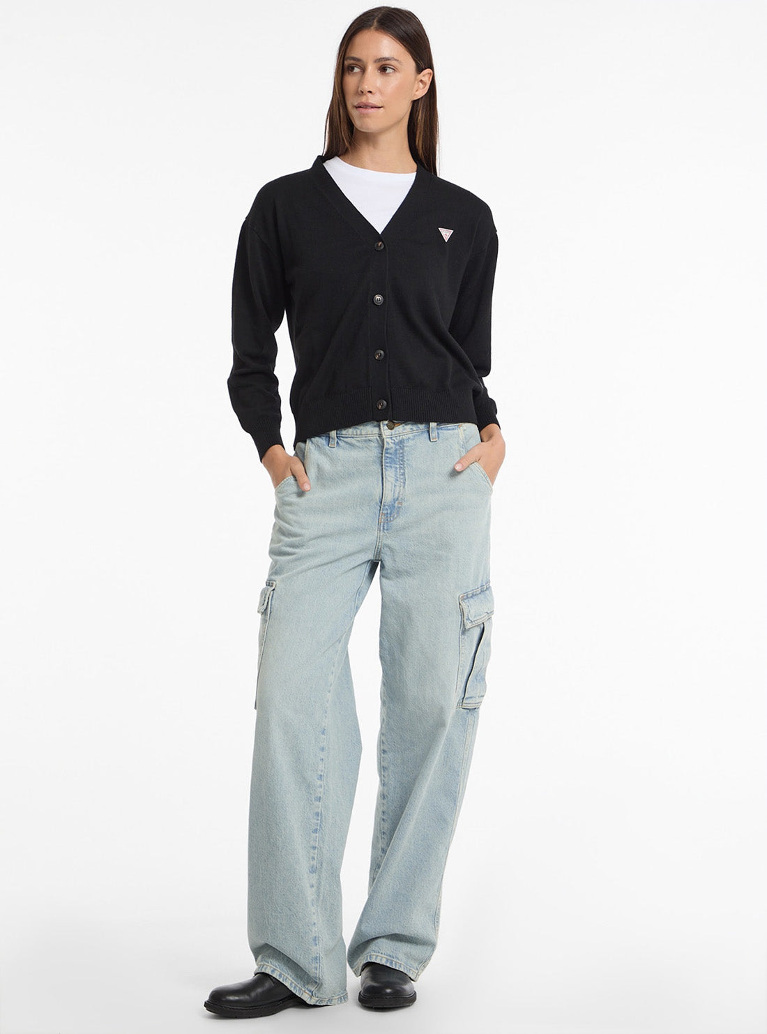Guess Jeans Black Mini Triangle Cardi W4BR16Z3HO2 Full View