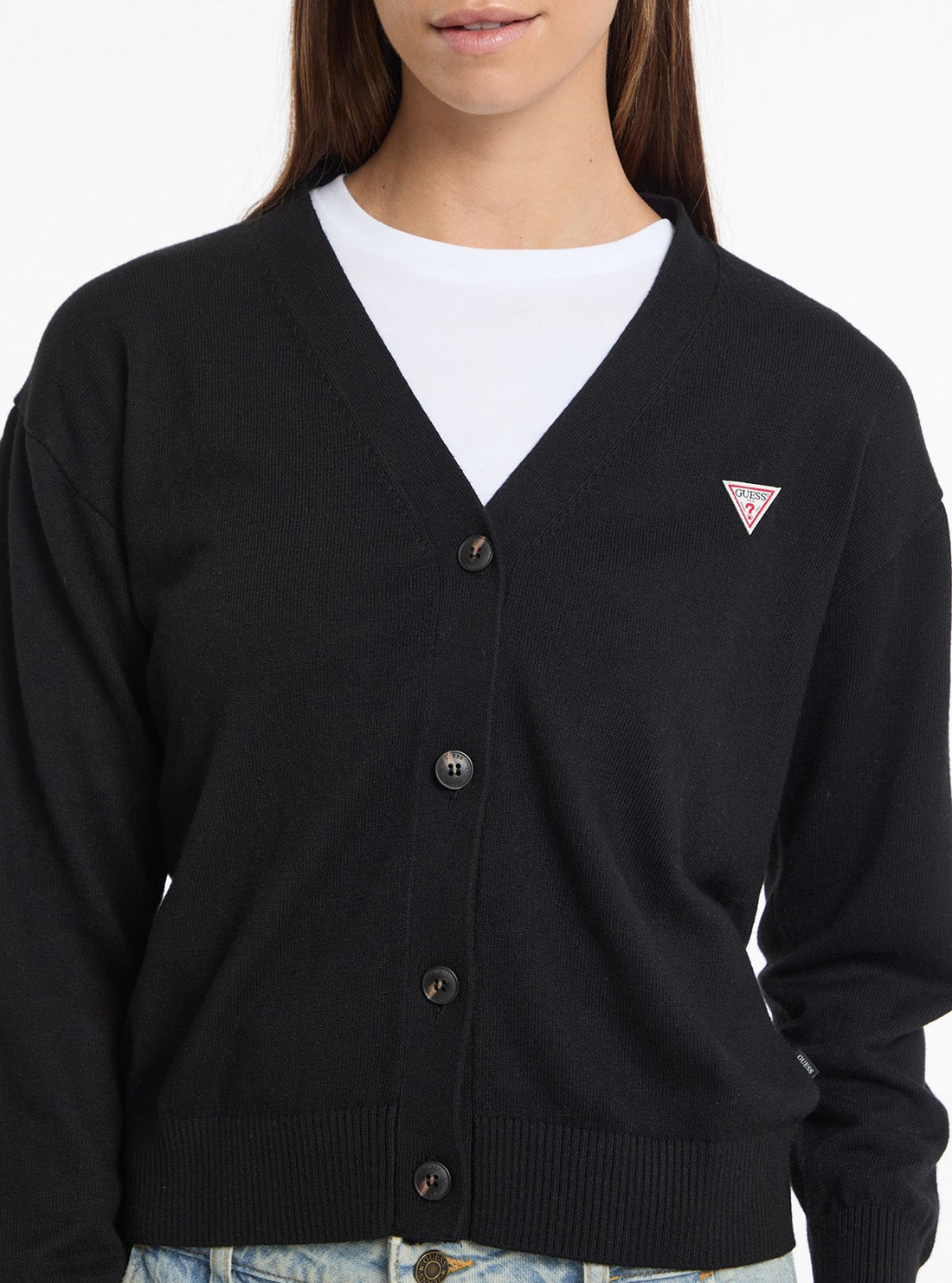 Guess Jeans Black Mini Triangle Cardi W4BR16Z3HO2 Detail View