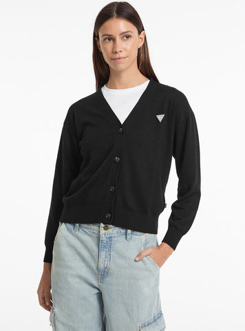 Guess Jeans Black Mini Triangle Cardi W4BR16Z3HO2 Front View