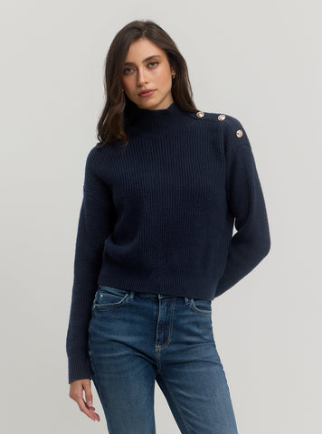 Eco Navy Zylee Mock Neck Jumper