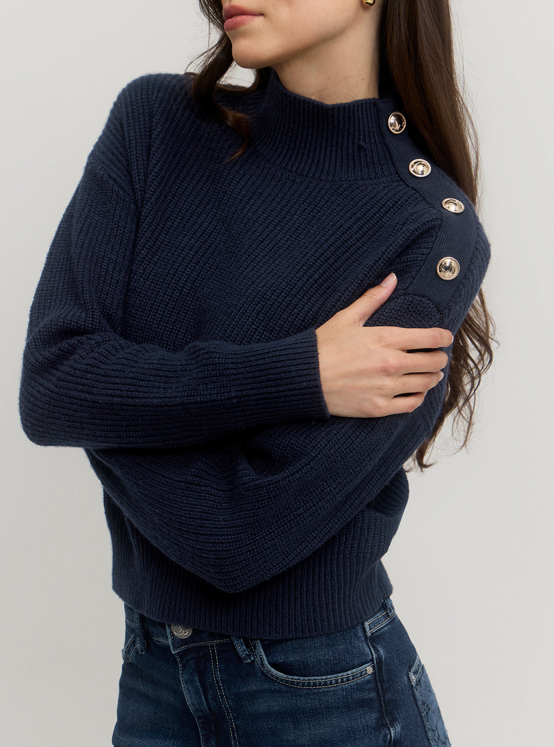 Eco Navy Zylee Mock Neck Jumper