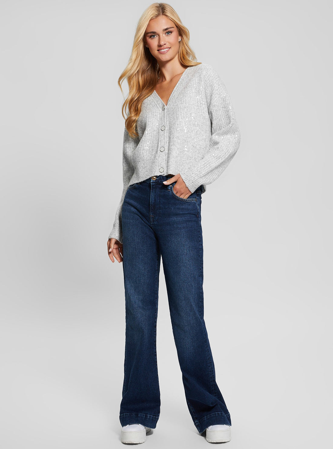 Grey Riley Sequins Knit Jumper