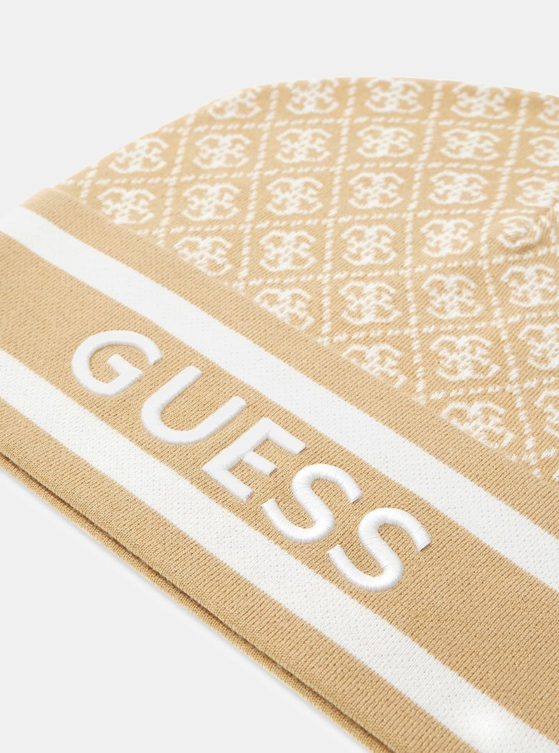 GUESS Accessories Beige Sevyn 4G Logo Beanie W4BZ21Z3JD2 Detail View