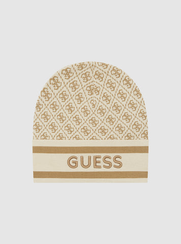 Beige Logo Knit Beanie