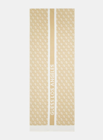 GUESS Accessories Beige Logo Sevyn Knit Scarf W4BZ22Z3JD2 Front View