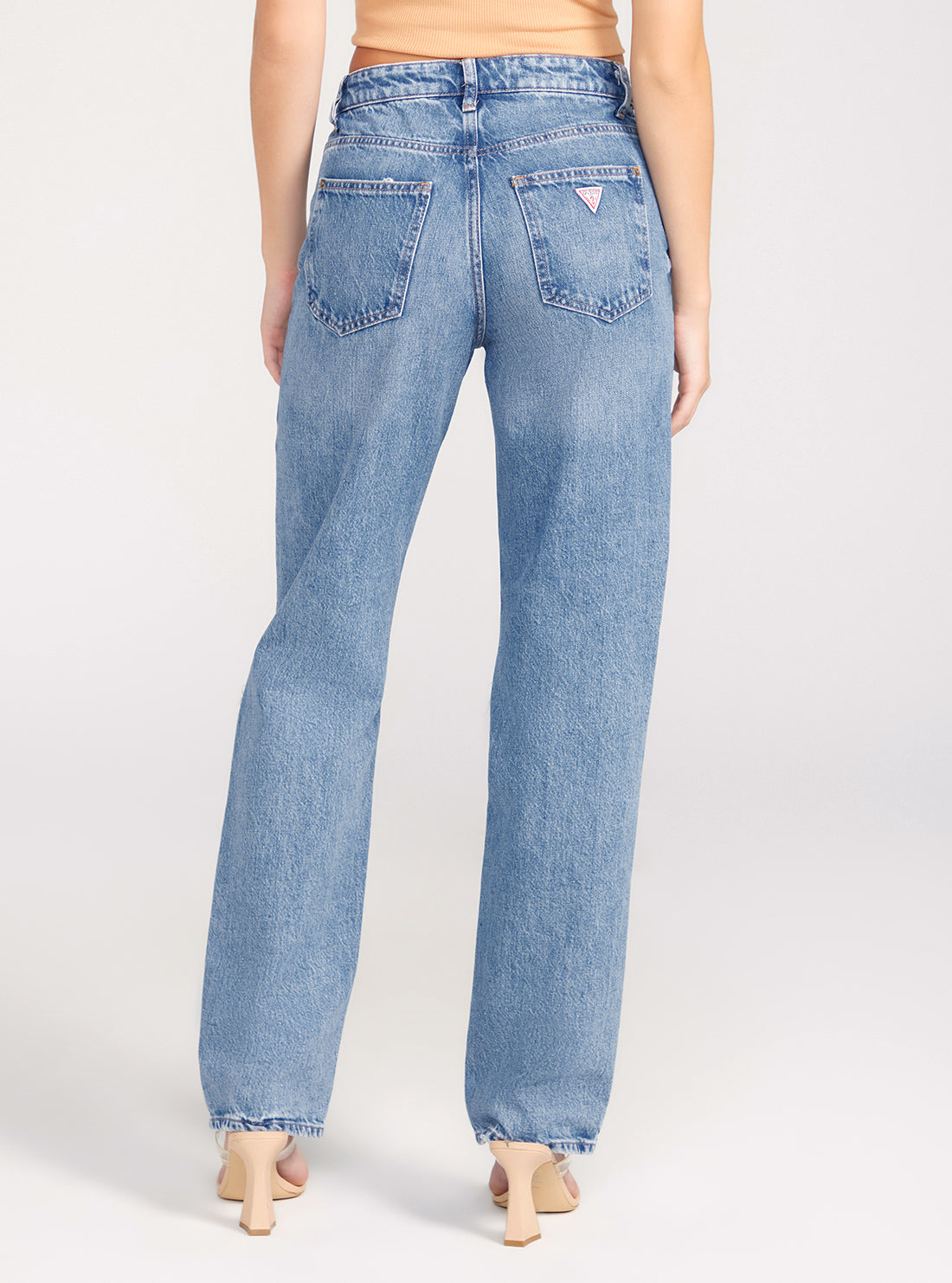 GUESS Mid-Rise Relaxed Straight Leg Jeans In Light Wash back view