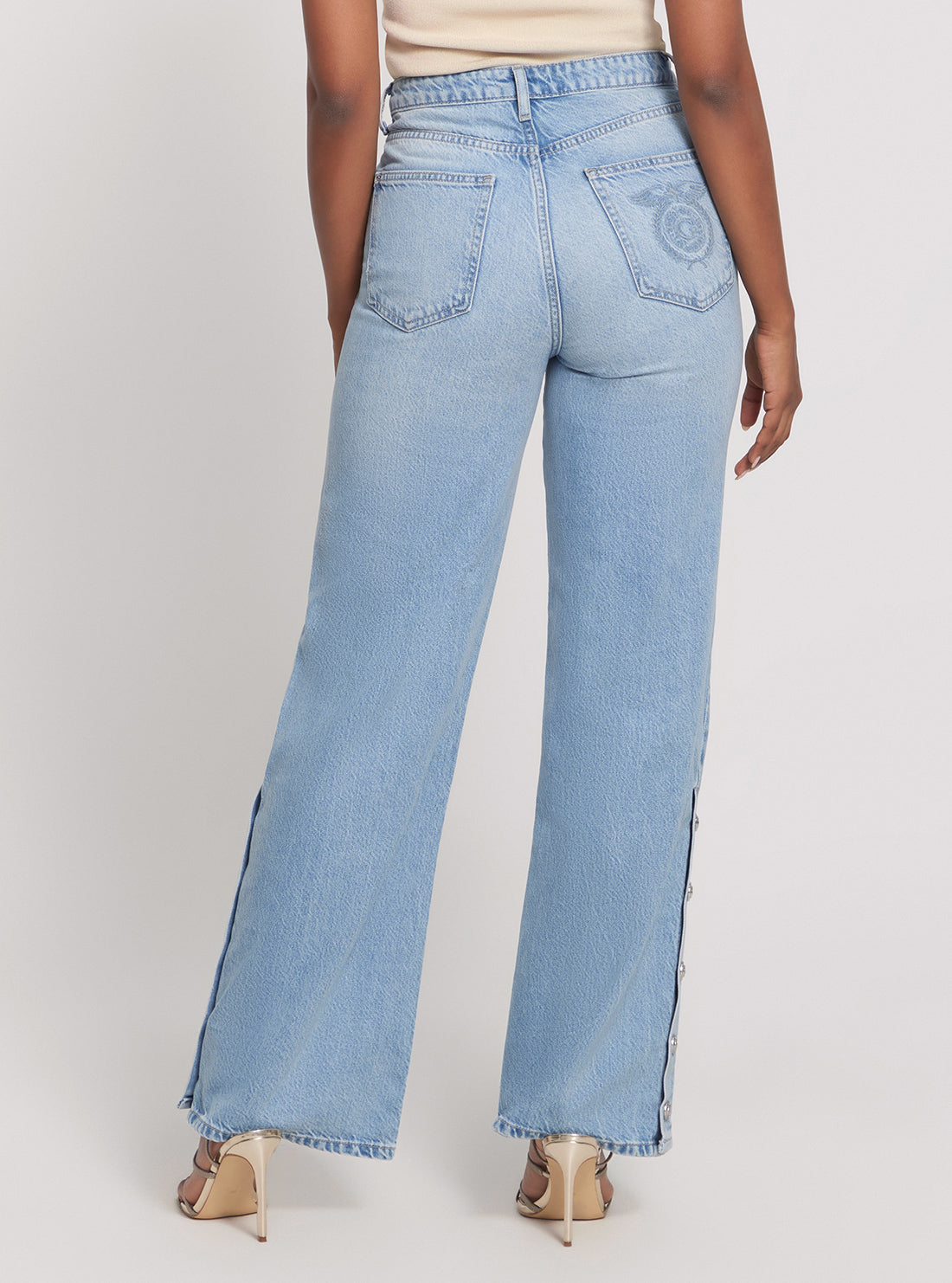 GUESS High-Rise Paz Wide Leg Denim Jeans in Light Wash back view