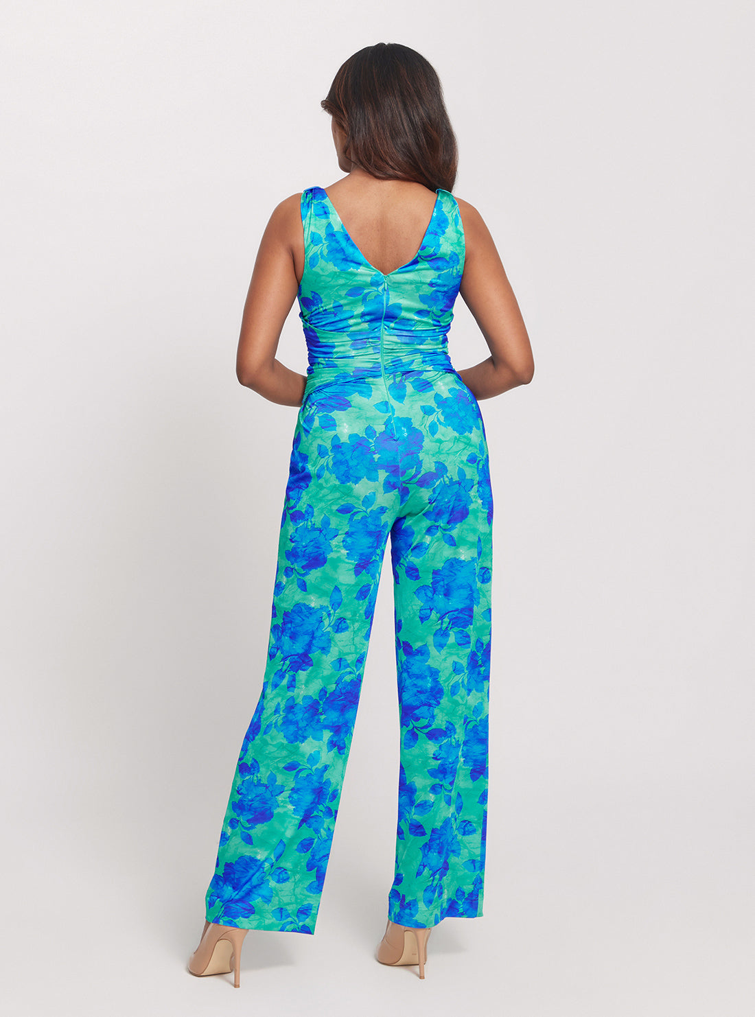 GUESS Blue Floral Print Emily Jumpsuit back view