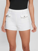 GUESS White Zelia Denim Short front view