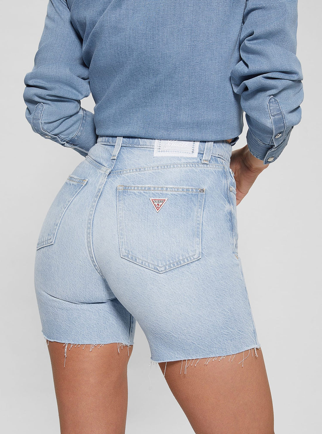 GUESS Light Blue Denim 80's Pedal Short back view