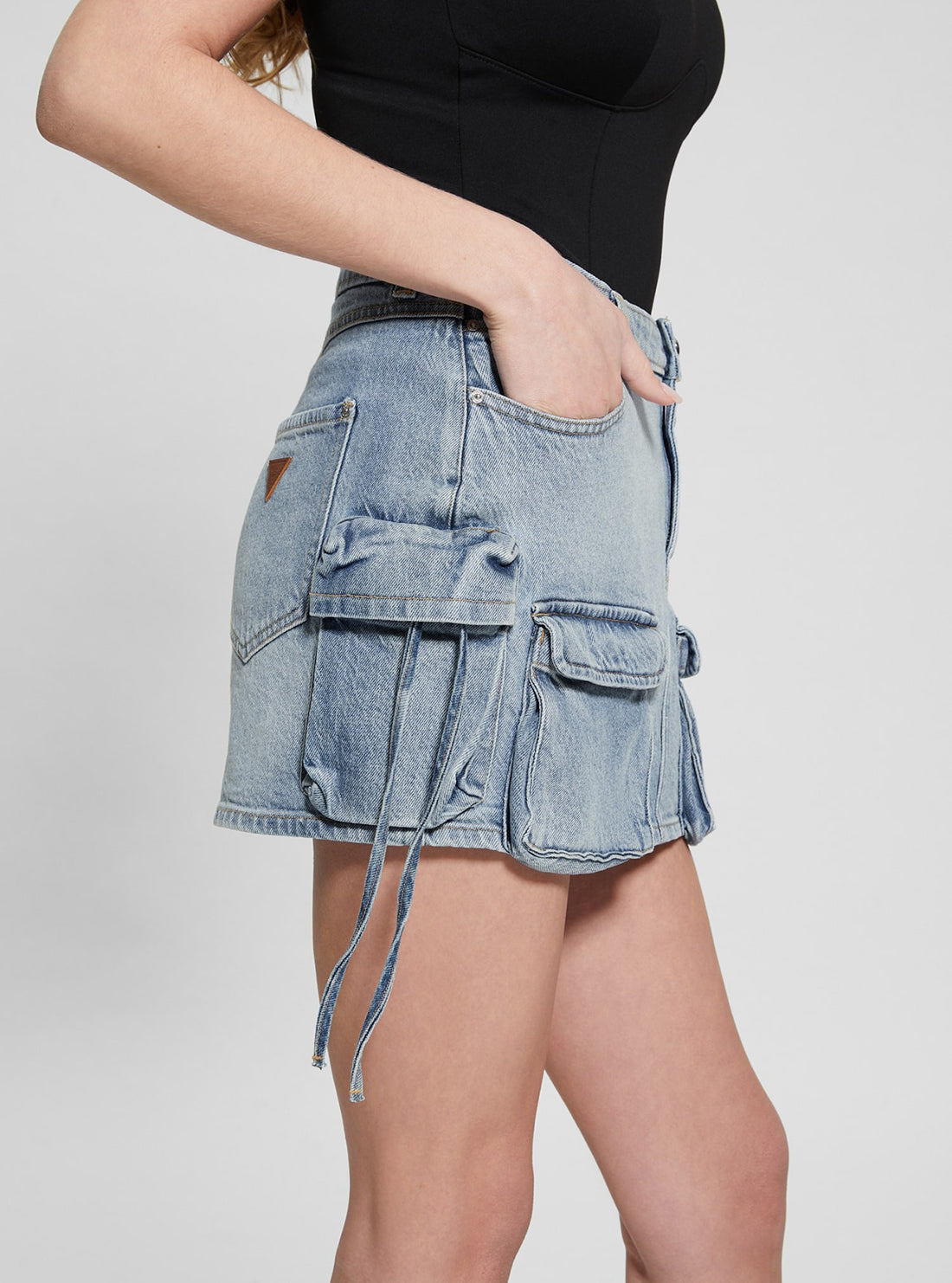 GUESS Blue Devon Cargo Mini Skirt side view