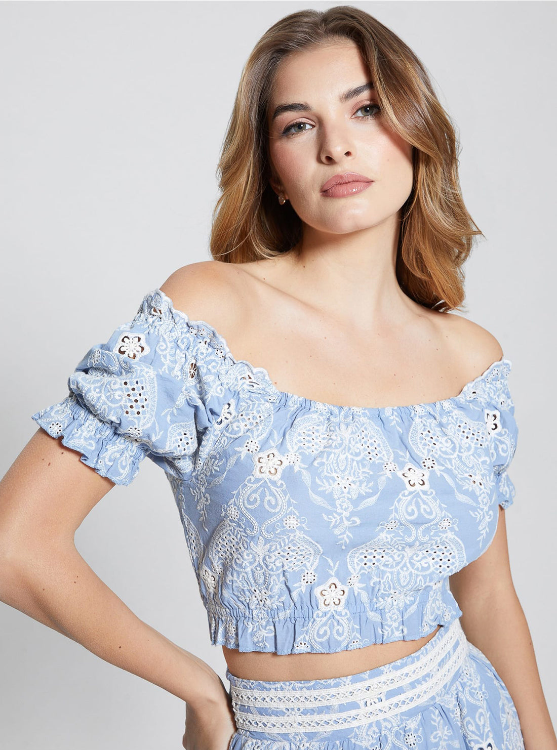 GUESS Blue Off Shoulder Frida Top detail view