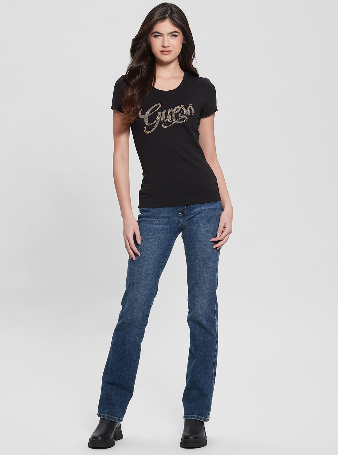 GUESS Black Script Logo T-Shirt full view