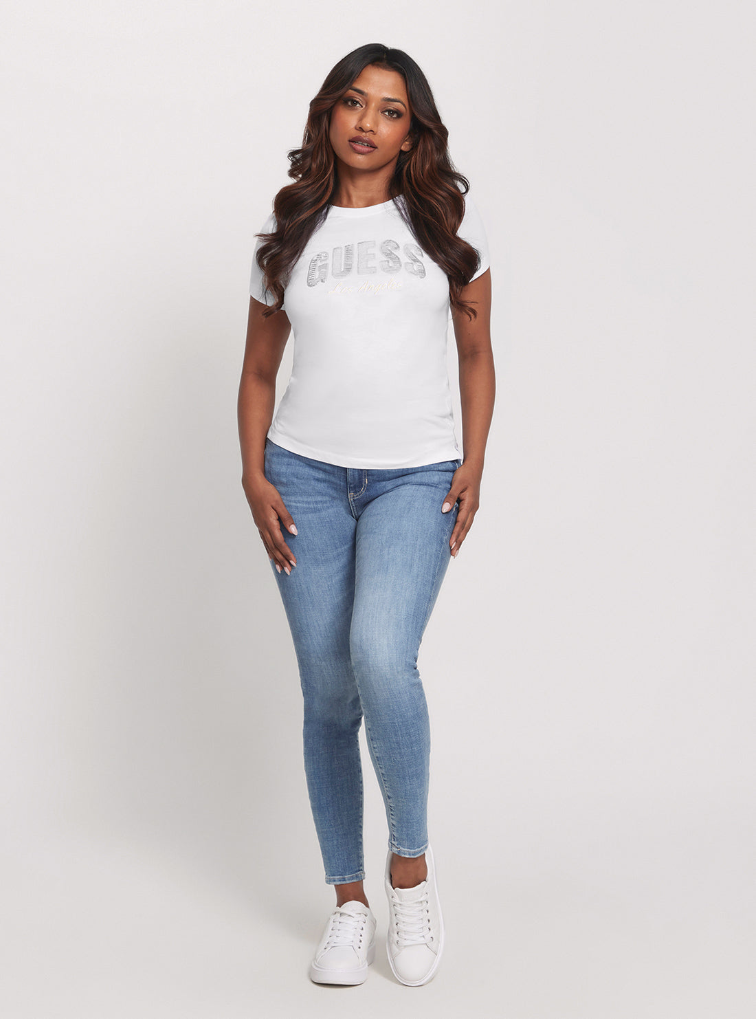 GUESS Eco White Sequins Logo T-Shirt full view