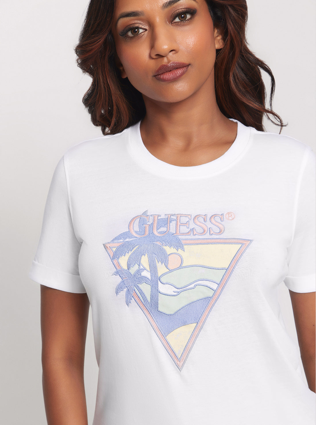 GUESS Eco White Beach Triangle T-Shirt detail view