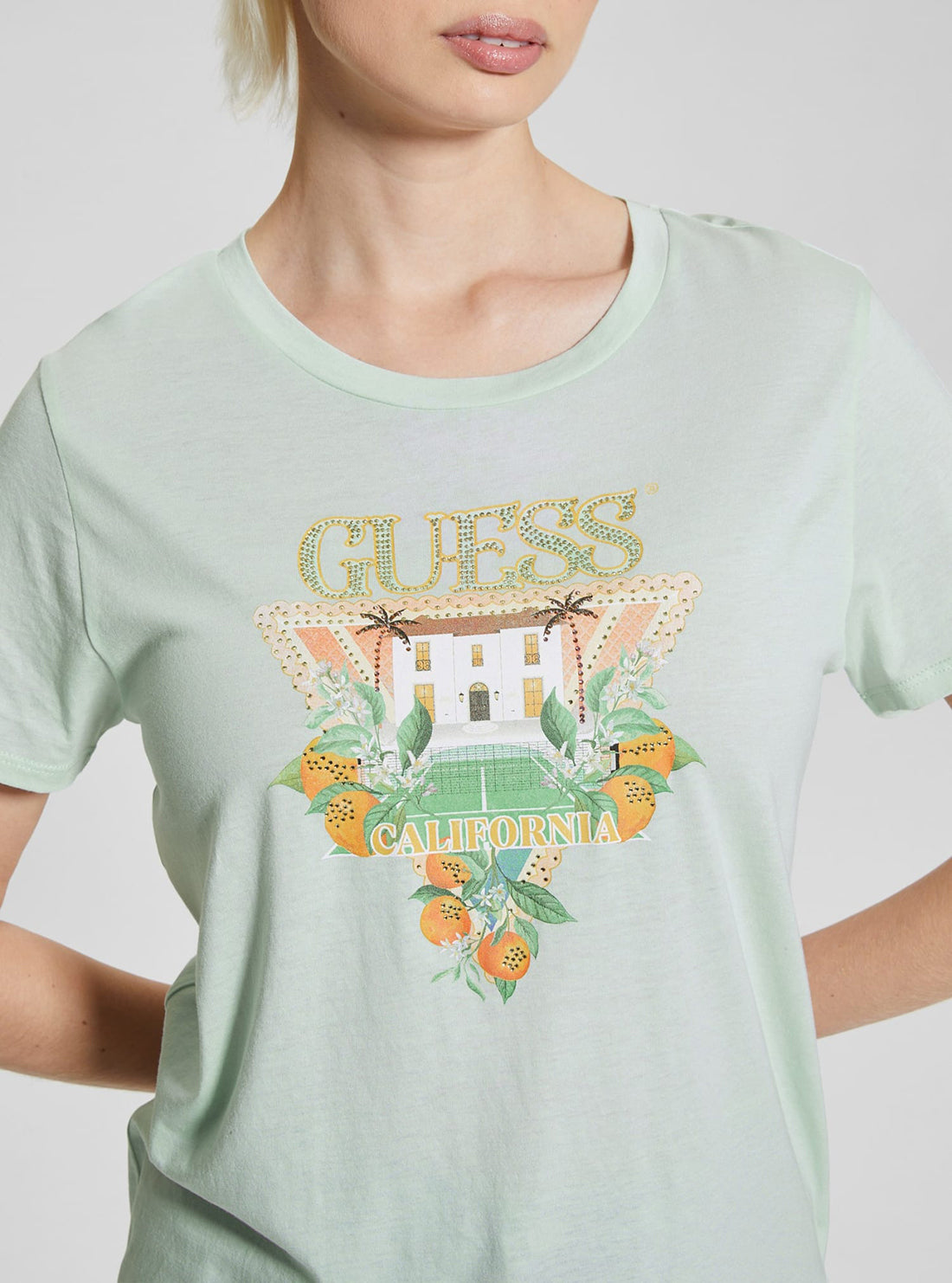 GUESS Eco Green Mansion Logo Easy T-Shirt detail view