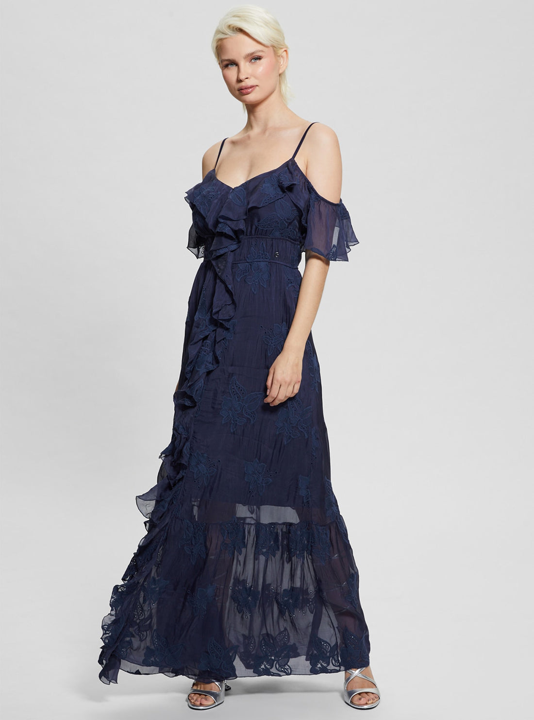 GUESS Navy Elide Maxi Dress front view