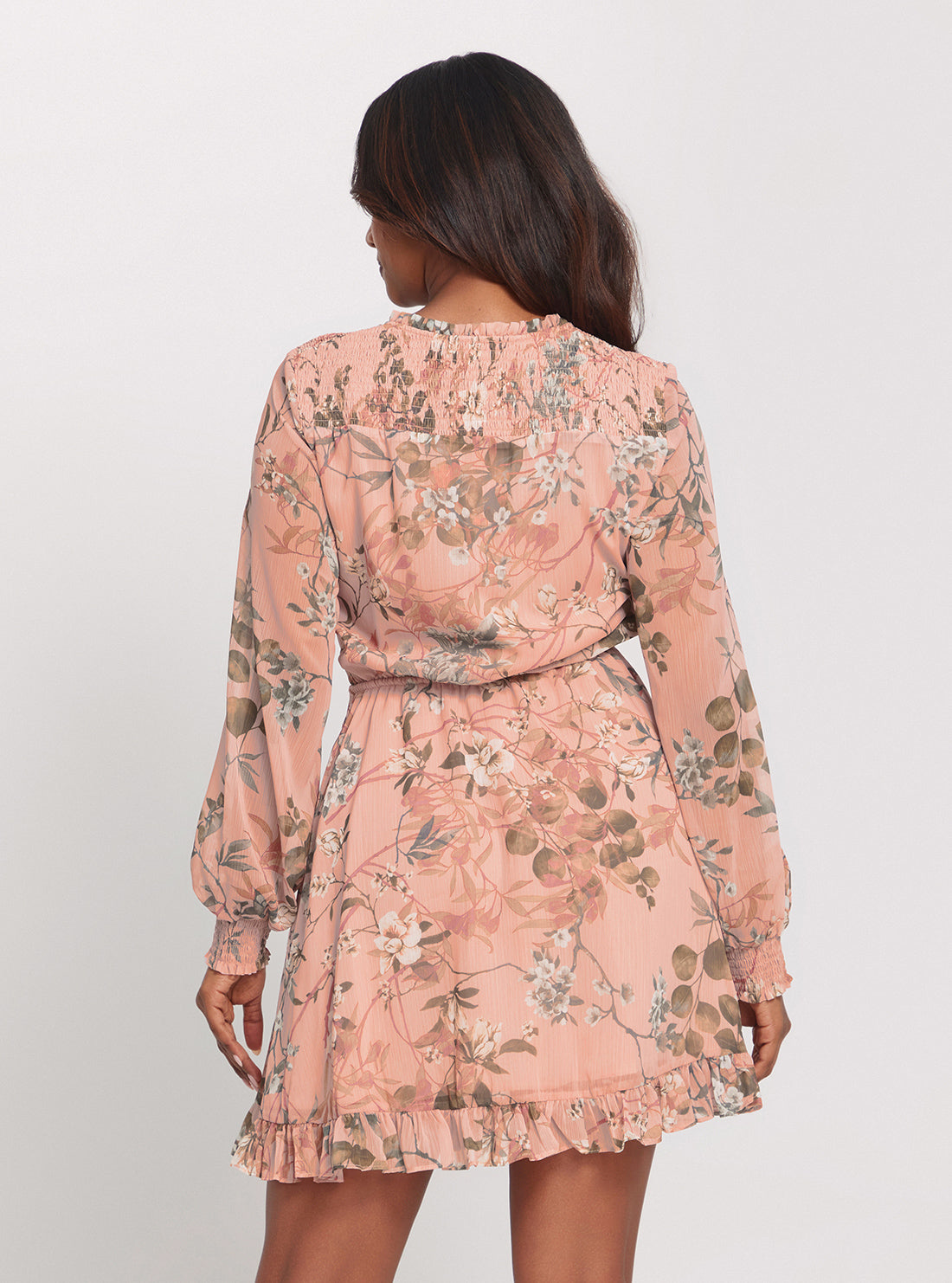 GUESS Pink Floral Vanessa Flare Dress  back view