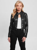 GUESS Black Anita Moto Jacket front view