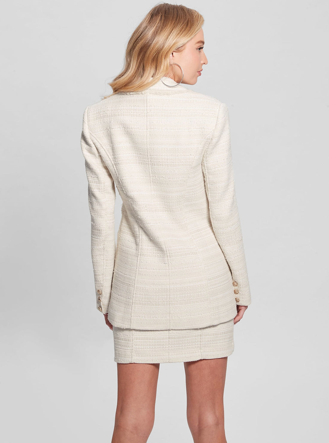 GUESS Cream Tosca Tweed Blazer back view