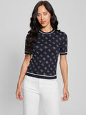 GUESS Navy Logo Rosie Knit Top front view